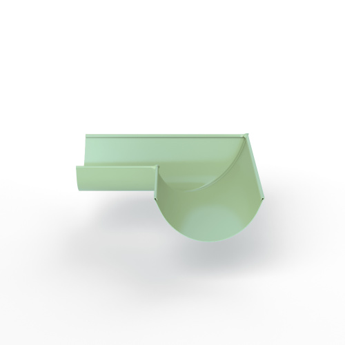 Угол 90 градусов водосточного желоба оцинкованный порошок ф180х400х400мм RAL 6019 Угол 90 градусов водосточного желоба оцинкованный порошок ф180х400х400мм RAL 6019