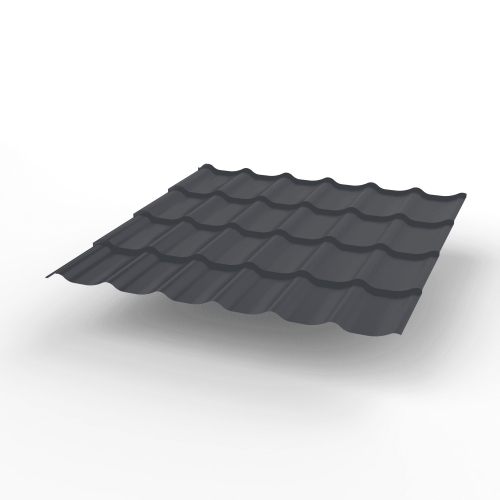 Металлочерепица Монтеррей классик оцинкованная с полимерным покрытием 0.5x1180мм  RAL 7024 фото 2