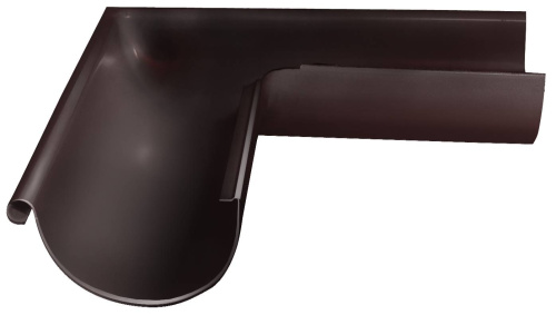 Угол желоба 90гр. внешний оцинкованный Grand Line Optima ф125х345мм RAL 8017 Угол желоба 90гр. внешний оцинкованный Grand Line Optima ф125х345мм RAL 8017