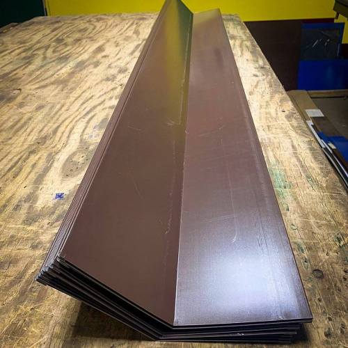 Планка ветровая двойная завальцовка оцинкованная с порошковым покрытием 0,45мм RAL 3005 фото 6