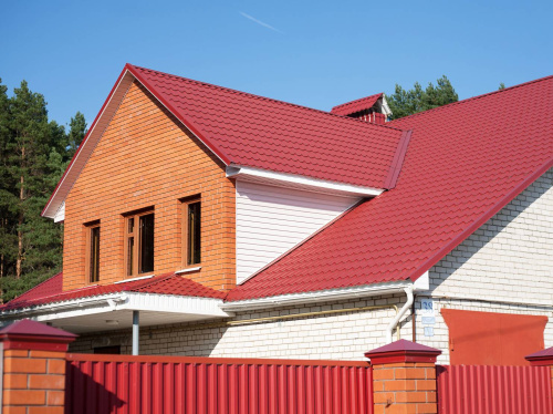 Металлочерепица Монтеррей классик оцинкованная с полимерным покрытием 0.4x1180мм  RAL 1014 фото 7