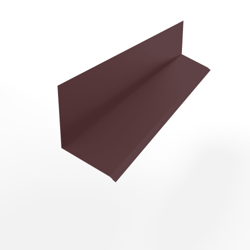 Планка примыкания к стене верхняя для фасада оцинкованная с порошковым покрытием 0,45мм RAL 3005 Планка примыкания к стене верхняя для фасада оцинкованная с порошковым покрытием 0,45мм RAL 3005