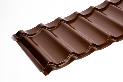 Металлочерепица Монтеррей классик оцинкованная с полимерным покрытием 0.45x1180мм  RAL 8004 фото 7