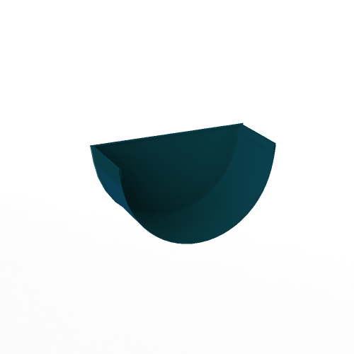 Заглушка желоба водосточного оцинкованная порошок ф120мм RAL 5020 Заглушка желоба водосточного оцинкованная порошок ф120мм RAL 5020