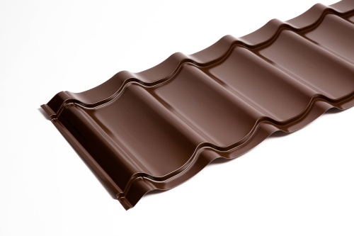 Металлочерепица Монтеррей классик оцинкованная с полимерным покрытием 0.45x1180мм  RAL 8004 фото 2