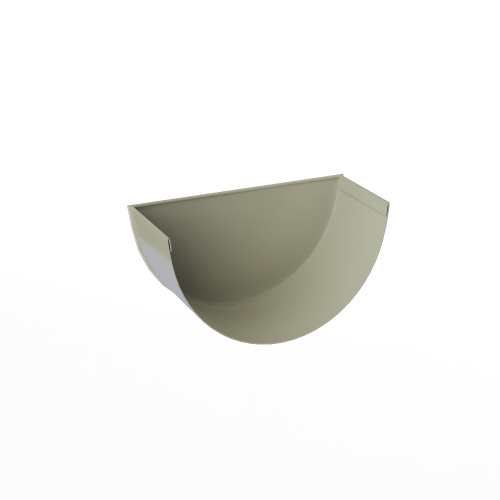 Заглушка желоба водосточного оцинкованная порошок ф120мм RAL 7032 Заглушка желоба водосточного оцинкованная порошок ф120мм RAL 7032