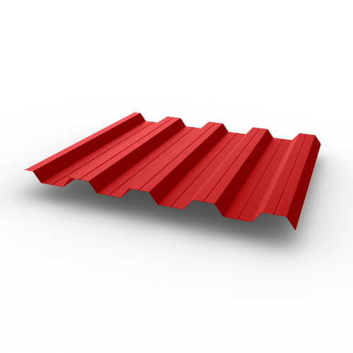 Профнастил НС44 (RAL 3028) 0,65х1047мм оцинкованный, с полимерным покрытием (Полиэстер)