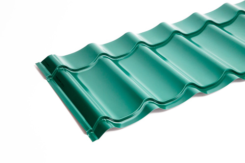 Металлочерепица Монтеррей классик оцинкованная с полимерным покрытием 0.45x1180мм  RAL 6002 фото 4