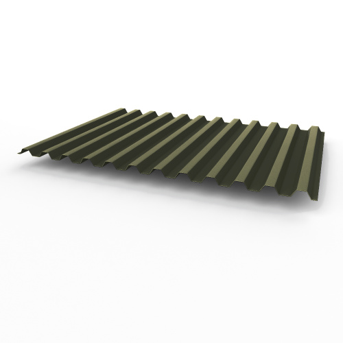 Профнастил оцинкованный с полимерным покрытием полиэстер С21 buildstor 0,6х1051мм RAL 6008 Коричнево-зелёный