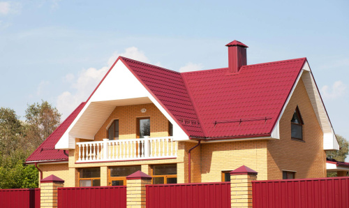 Металлочерепица Монтеррей классик оцинкованная с полимерным покрытием 0.5x1180мм RAL 3003 фото 5 Металлочерепица Монтеррей классик оцинкованная с полимерным покрытием 0.5x1180мм RAL 3003 фото 5