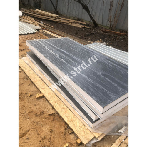 Стеновая трёхслойная сэндвич-панель гладкая 150мм 1000мм с видимым креплением пенополистирол Полиэстер Доборник фото 4