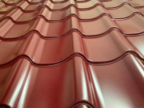 Металлочерепица Монтеррей классик оцинкованная с полимерным покрытием 0.45x1180мм  RAL 3009 фото 9